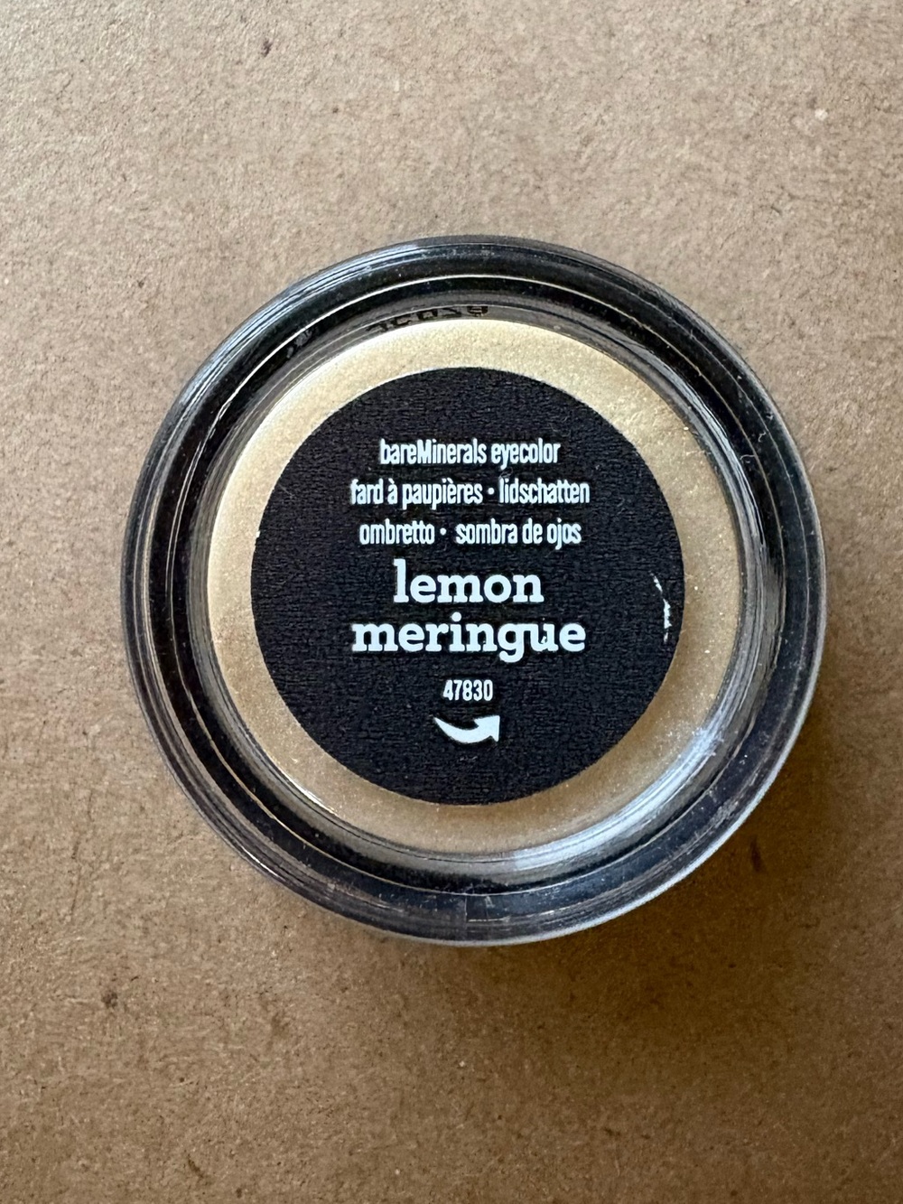 bareMinerals “Lemon Meringue” Shimmery Pale Yellow loose Eyecolor Pot